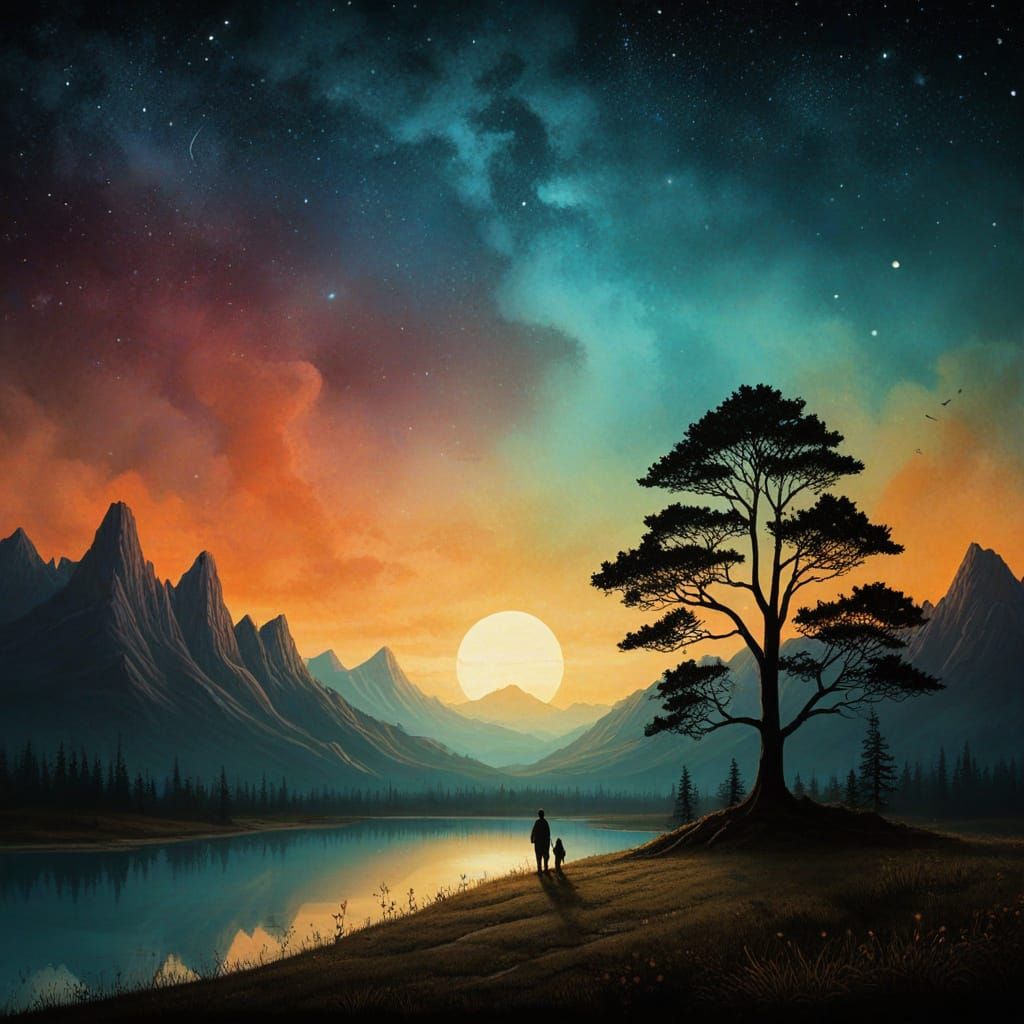 Heavenly Sunset in Surreal Style