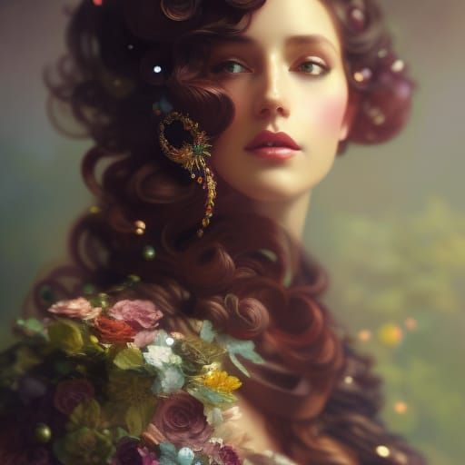 Rococo Lady with Ribbons and Gems