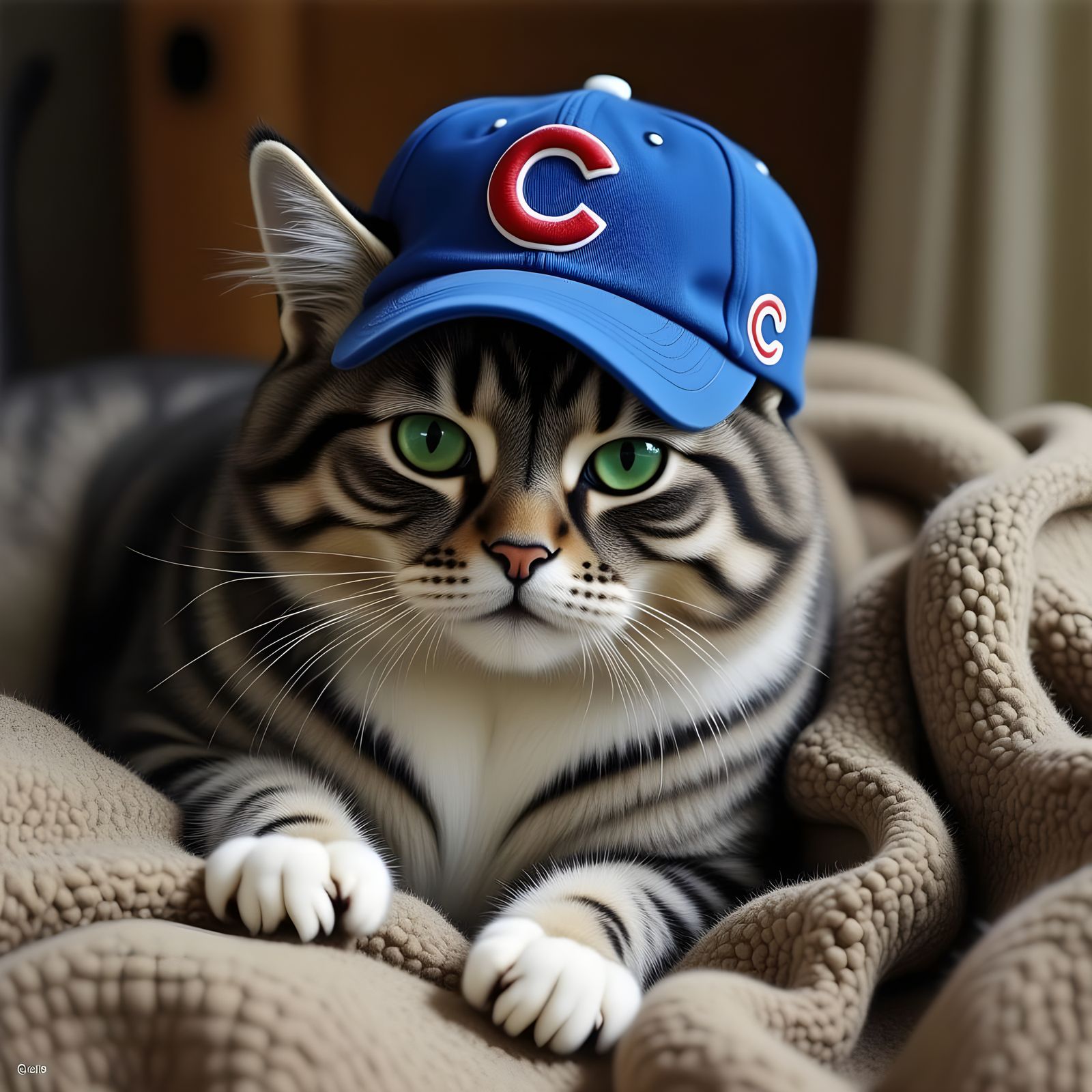 Chicago Cubs Feline Fan in Royal Blue Cap