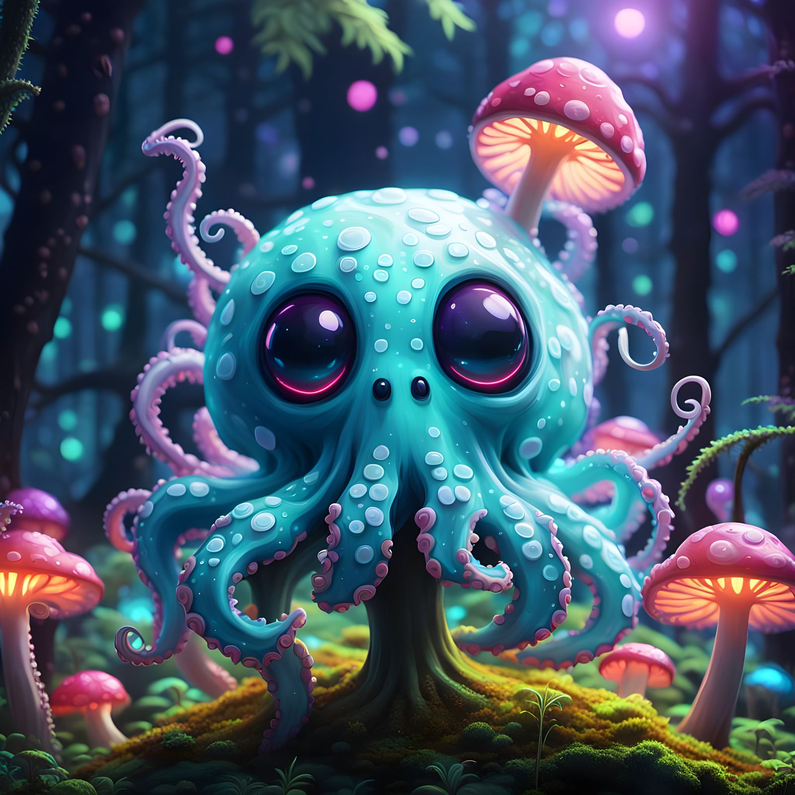 Octopus Spider in Detailed 3D Anime Art