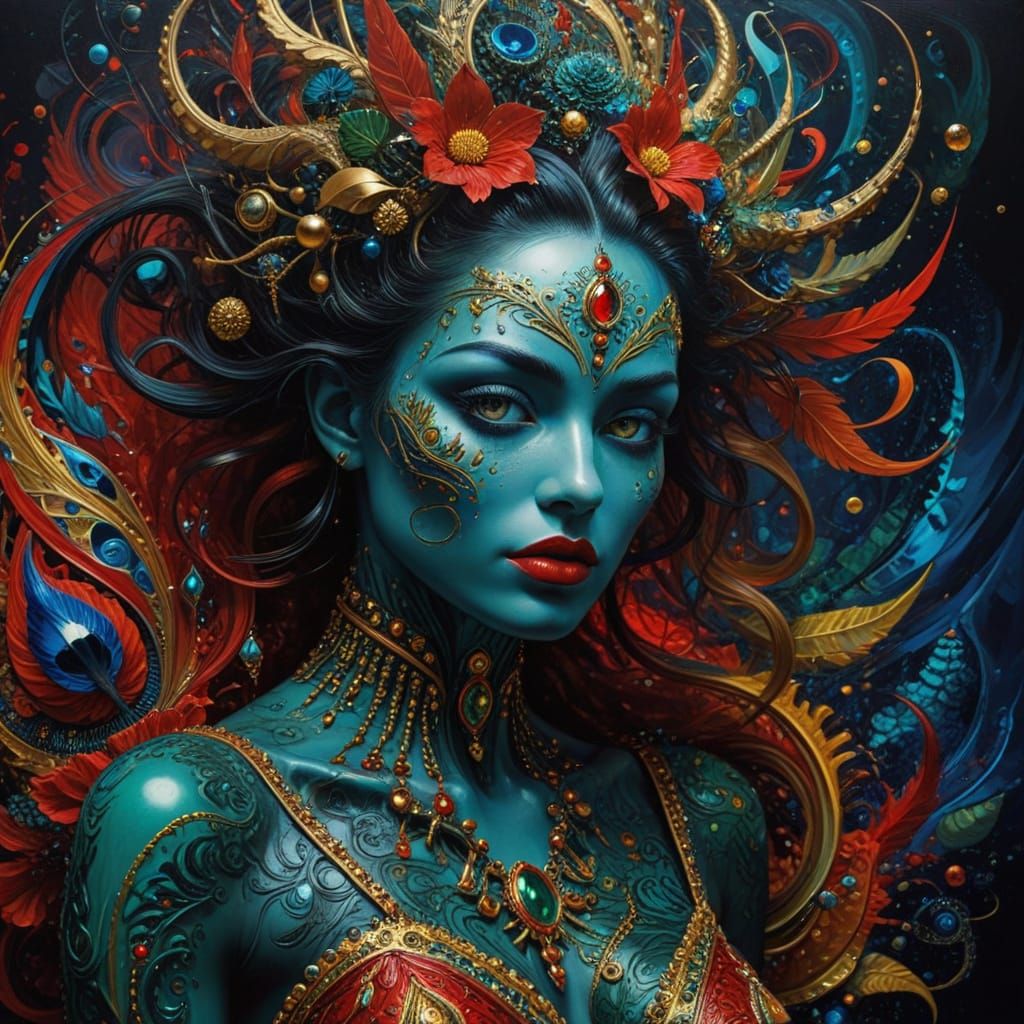 Surrealist Oil Painting Masterpiece in Deep, Dark Colors