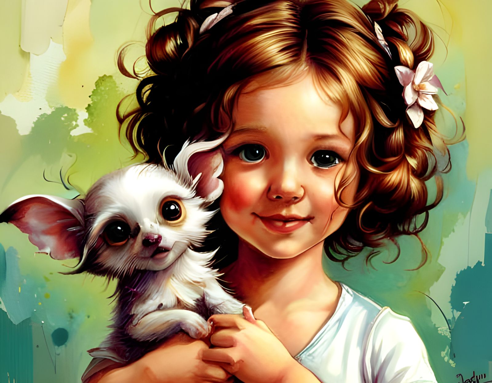 Adorable Animal with Big Eyes, Detailed Illustration