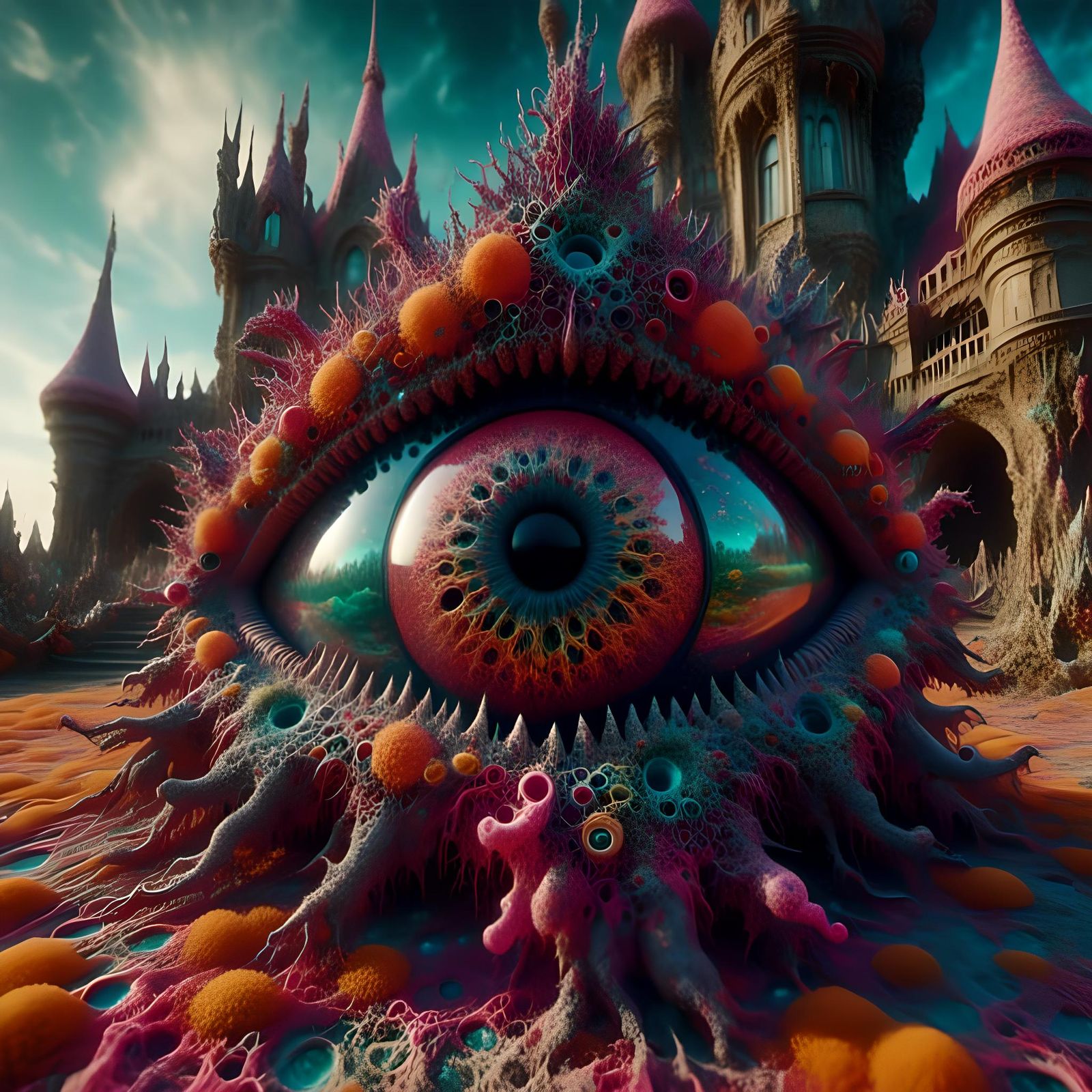 Glittering Codex Eye Castle: Triadic Coral Dreamscape