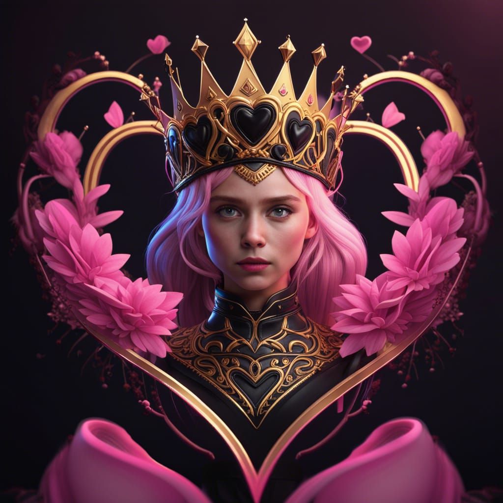 Princess with Crown and Golden Heart Cord