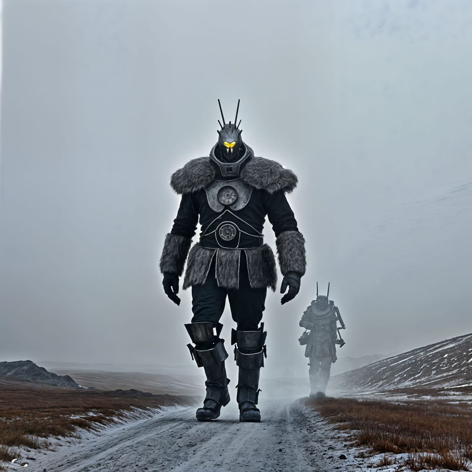 Art Deco Metal Monster in Arctic Tundra