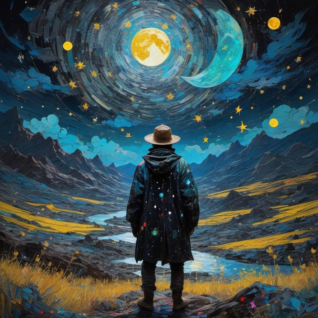 Starry Wanderer in Van Gogh Style