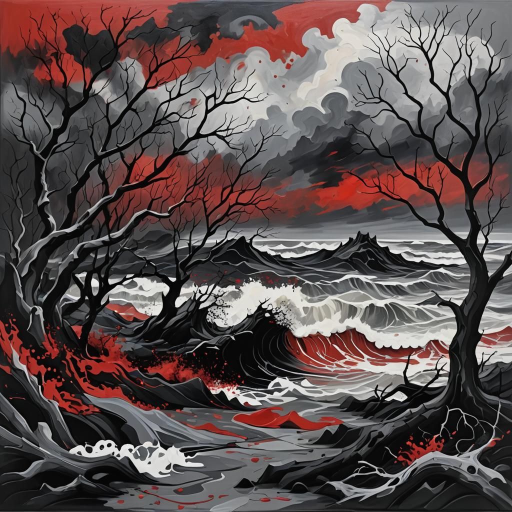 Abstract Painting of Pessimism in Dark Tones