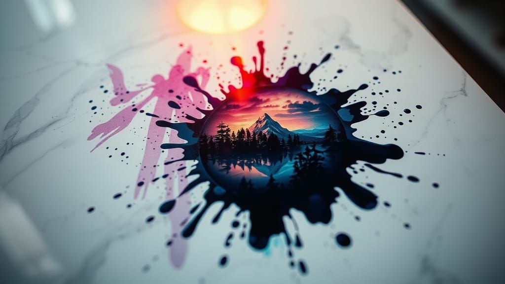 Magical Ink Splatter Reveals Fantasy Landscape