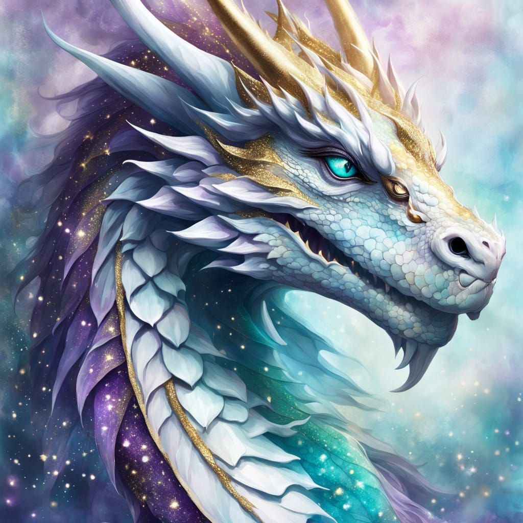Elegant Dragon in Digital Watercolor Style