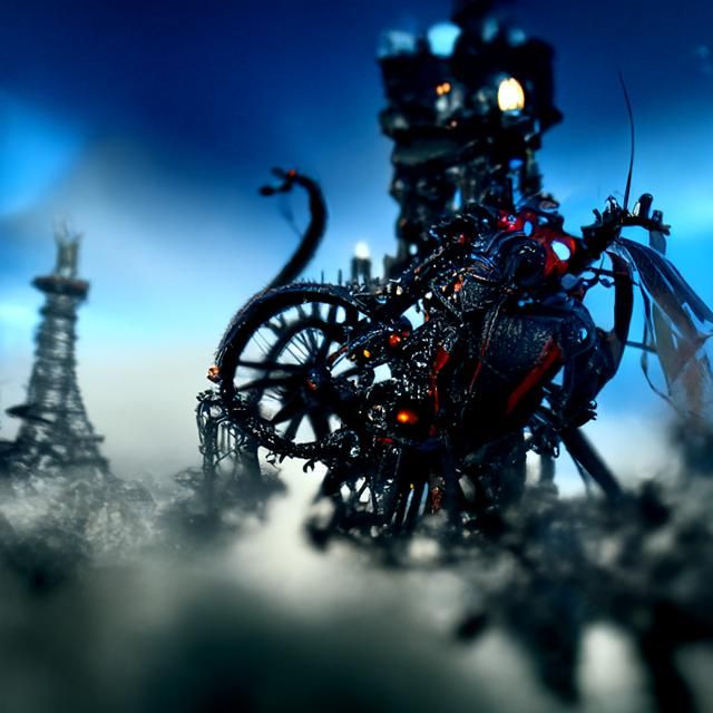 Cybernetic Steampunk Dragon in Surreal Sci-Fi Landscape
