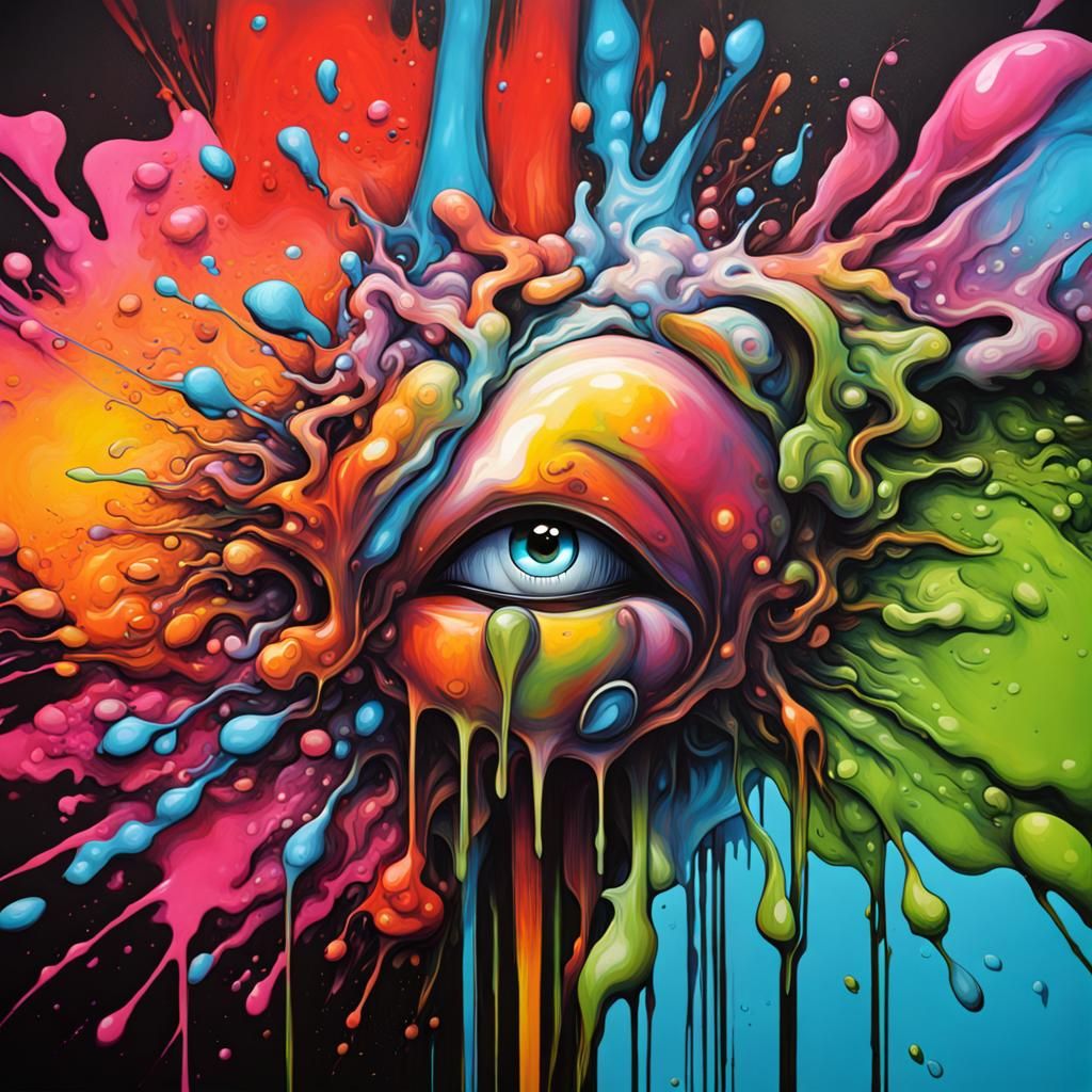 Colorful Optical Illusion in Graffiti Art Style