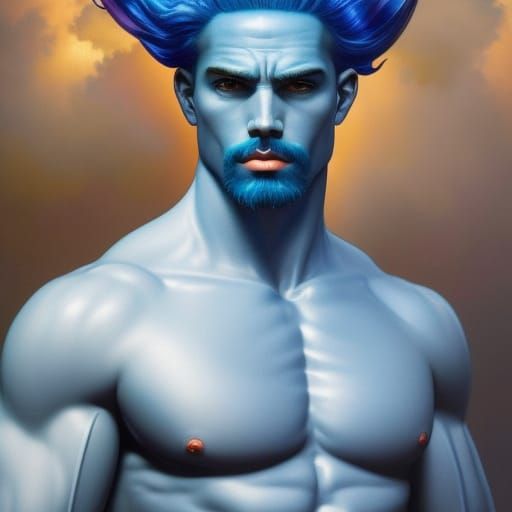 Blue Merman Portrait in Expressionist Style