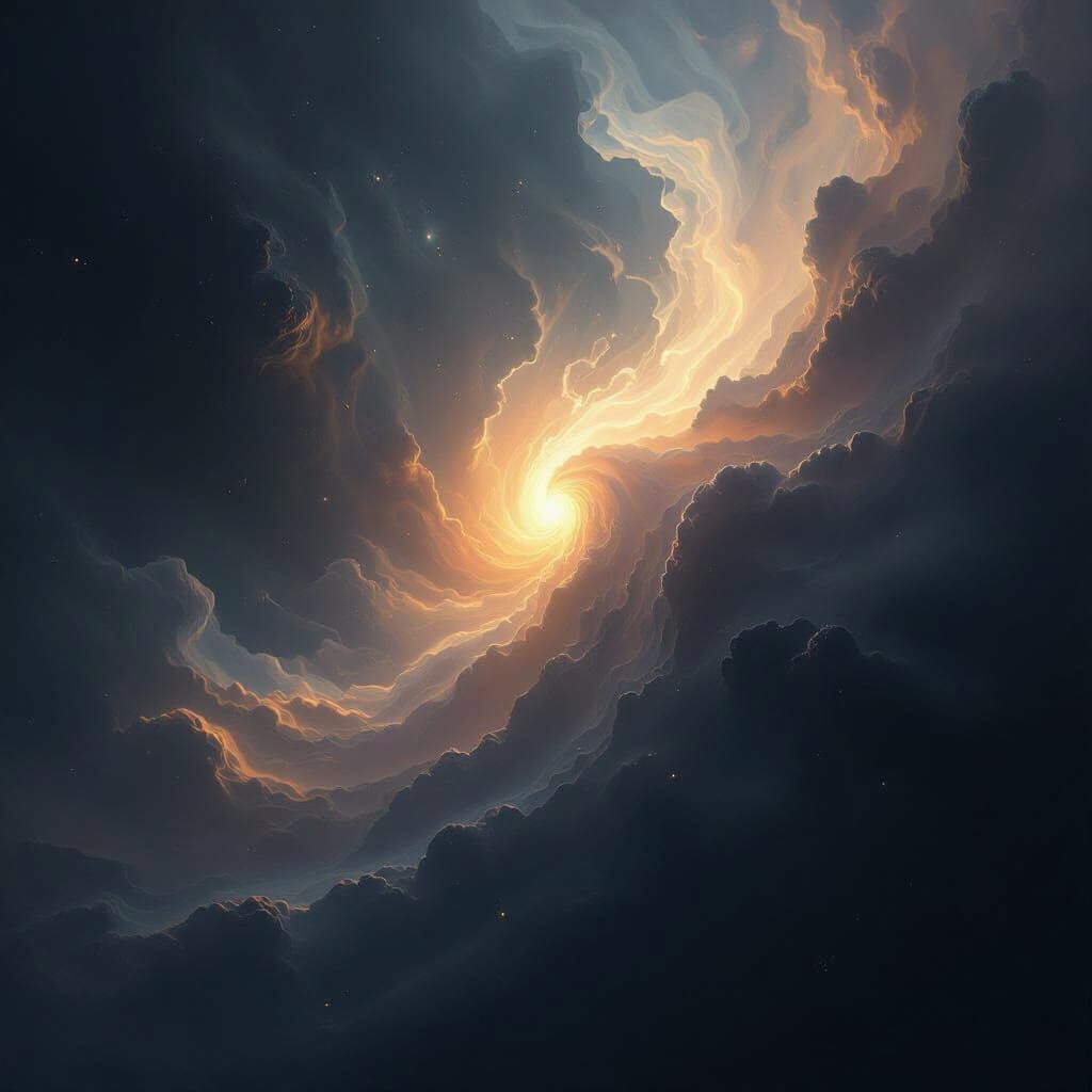 Ethereal Spirit Swirling Light in Cosmic Dark Space