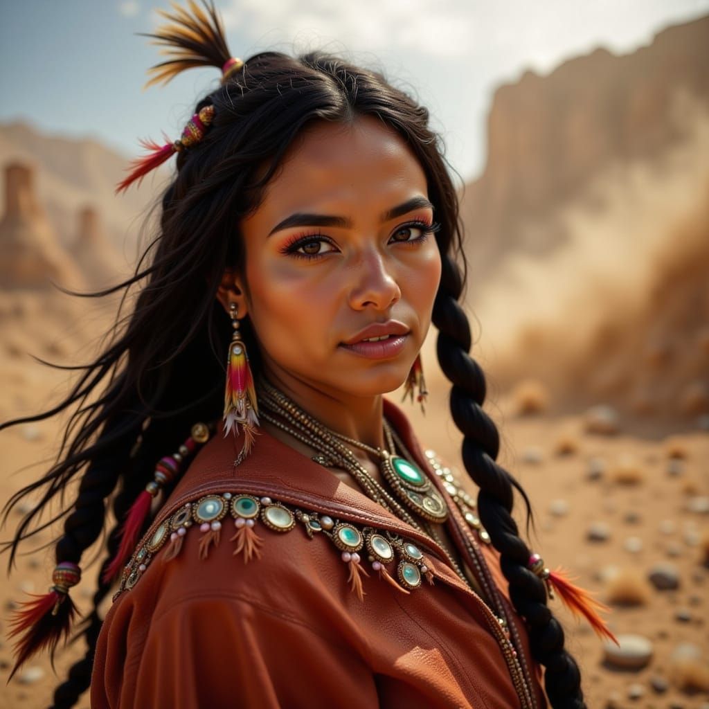 Indigenous Woman Fights Ghostly Outlaws in Neon Western