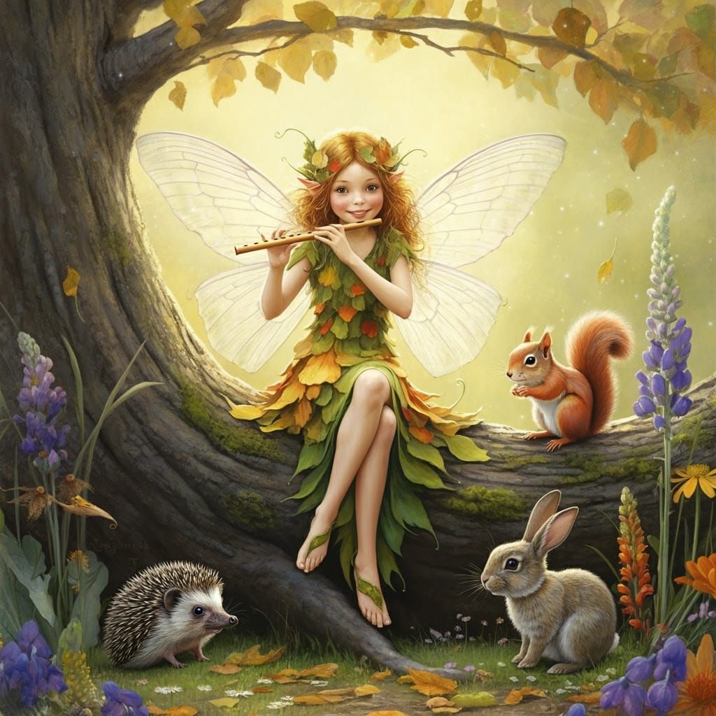 Enchanted Woodland Fairy Plays Delicate Melody