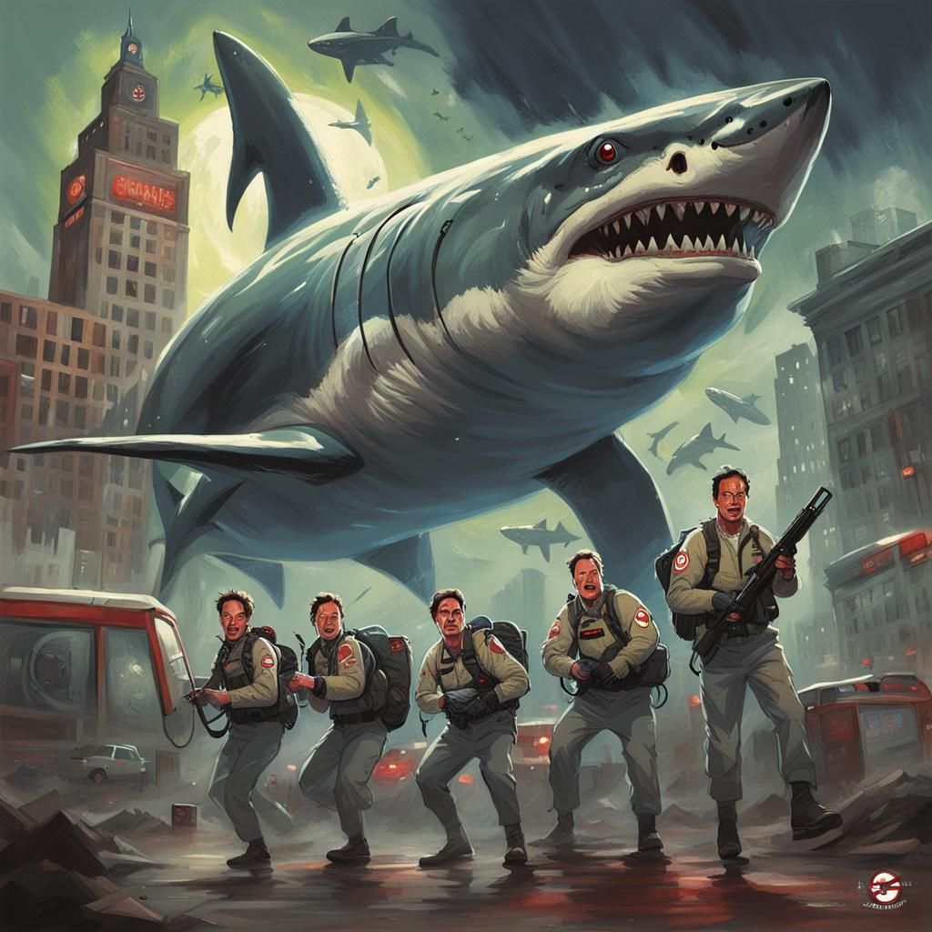 Sharknado and Ghostbusters Mashup: Sinister Art