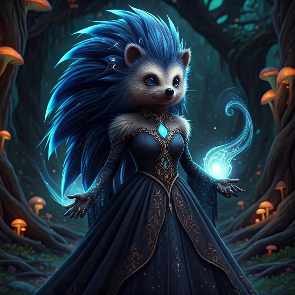 Mystical Hedgehog Witch in 3D Anime Art