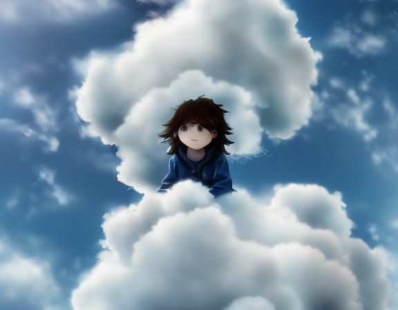 a cat shaped cloud, cat theme wallpaper,  by artist "Liu Jun", transparent labs, full image, fluffy clouds, japanese dog...