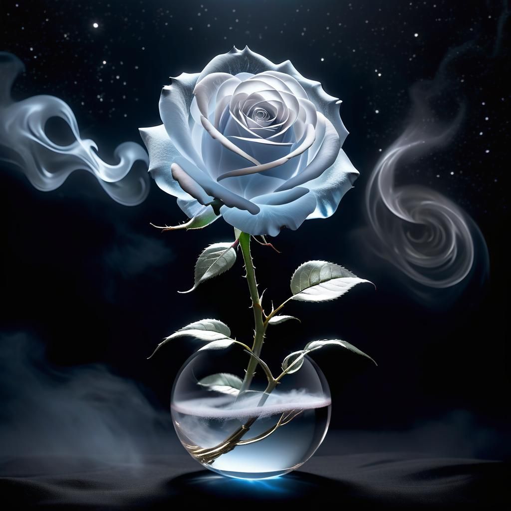 Transparent Rose Under Silvery Moonlight
