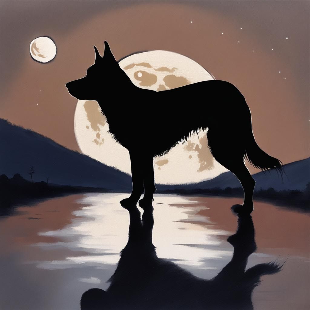 Dog Silhouette Moon: An Easy Painting