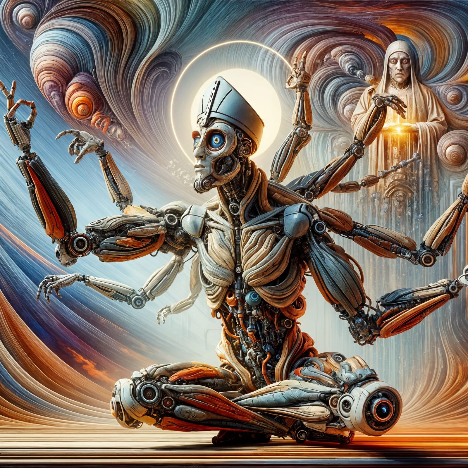 Surreal Robot Priest in Dreamlike Concept Art
