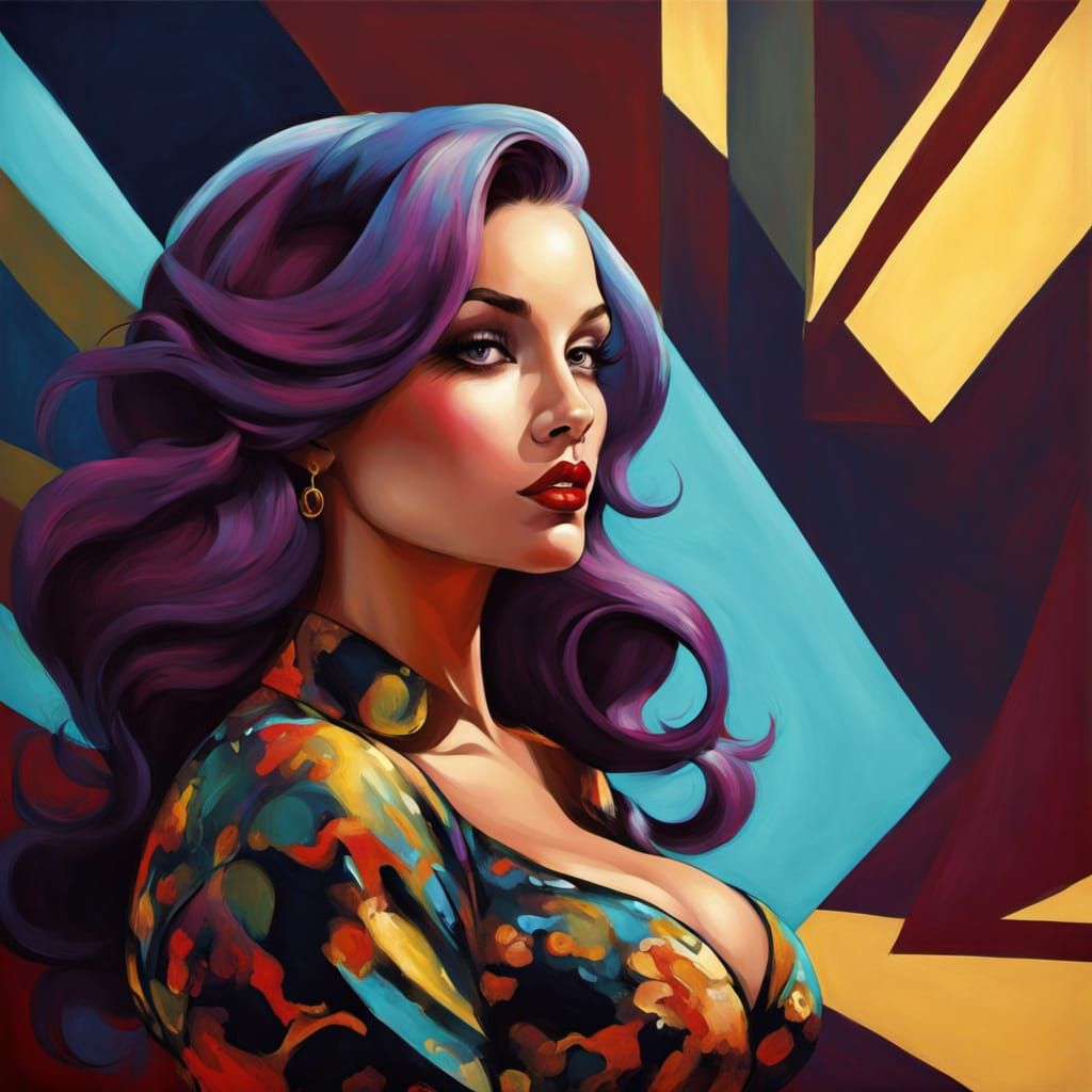 Surreal Pinup Artwork Embracing Complementary Colors