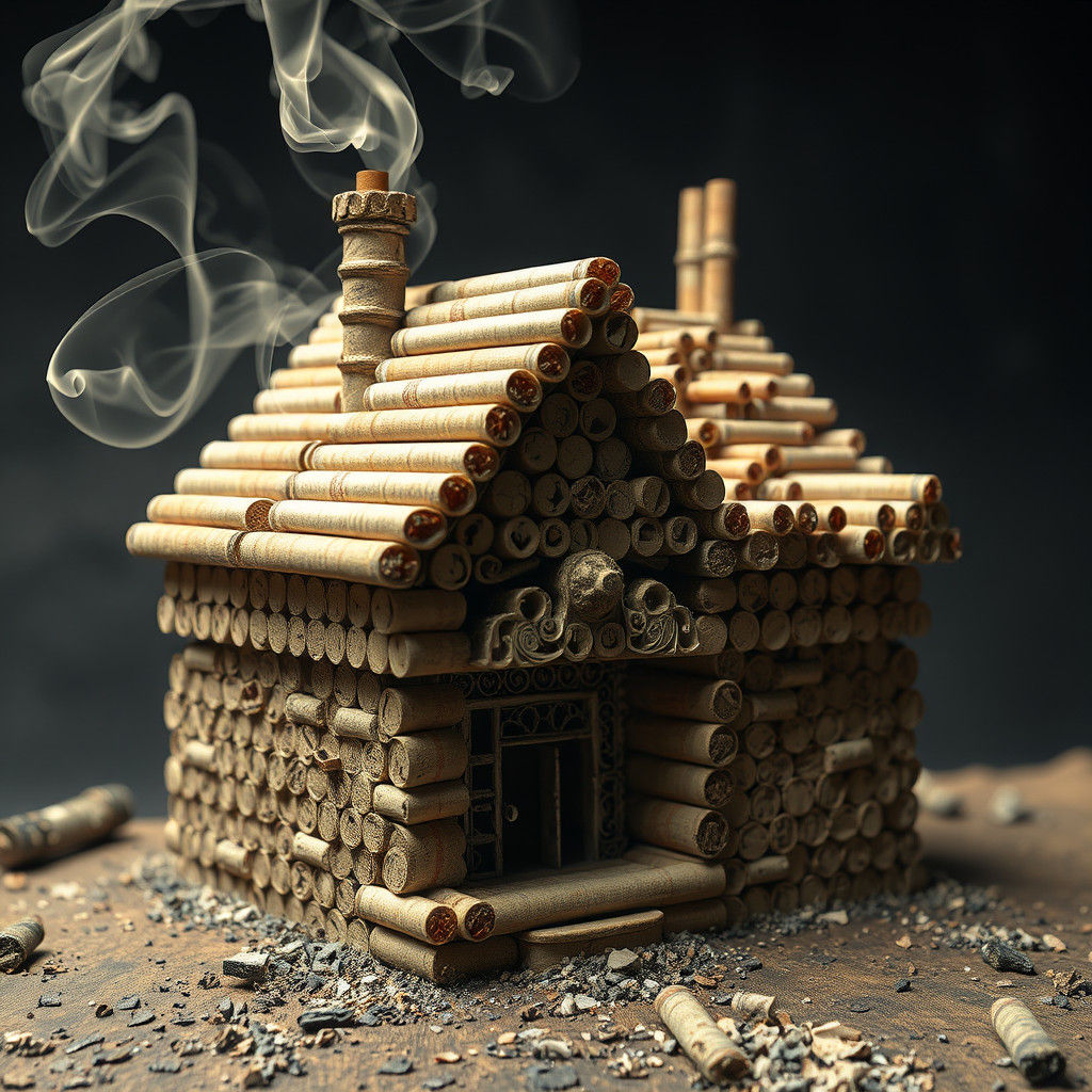 Surreal Cigarette House in Biomechanical Style