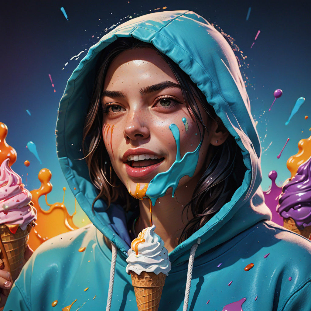 Vibrant Youth Embracing Summer's Meltdown in Hyperrealistic...