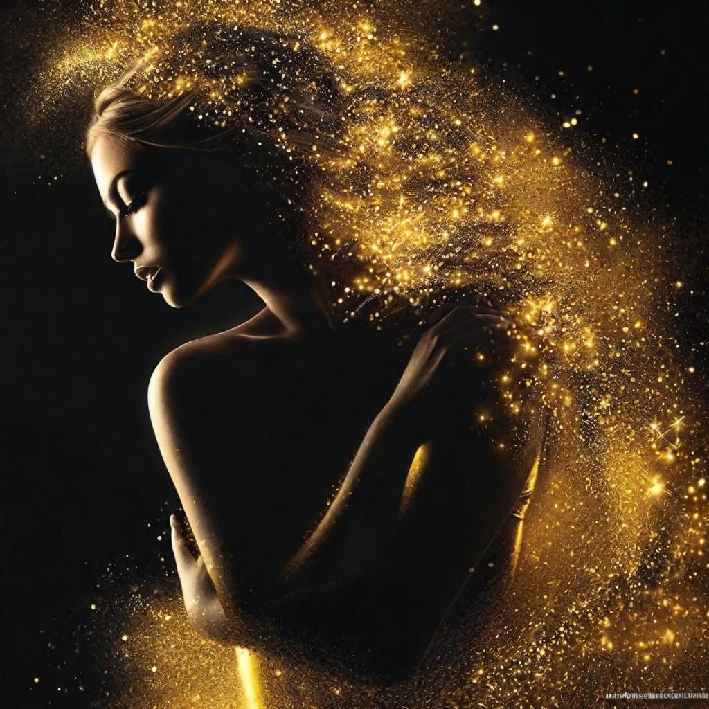 A woman covered in gold dust