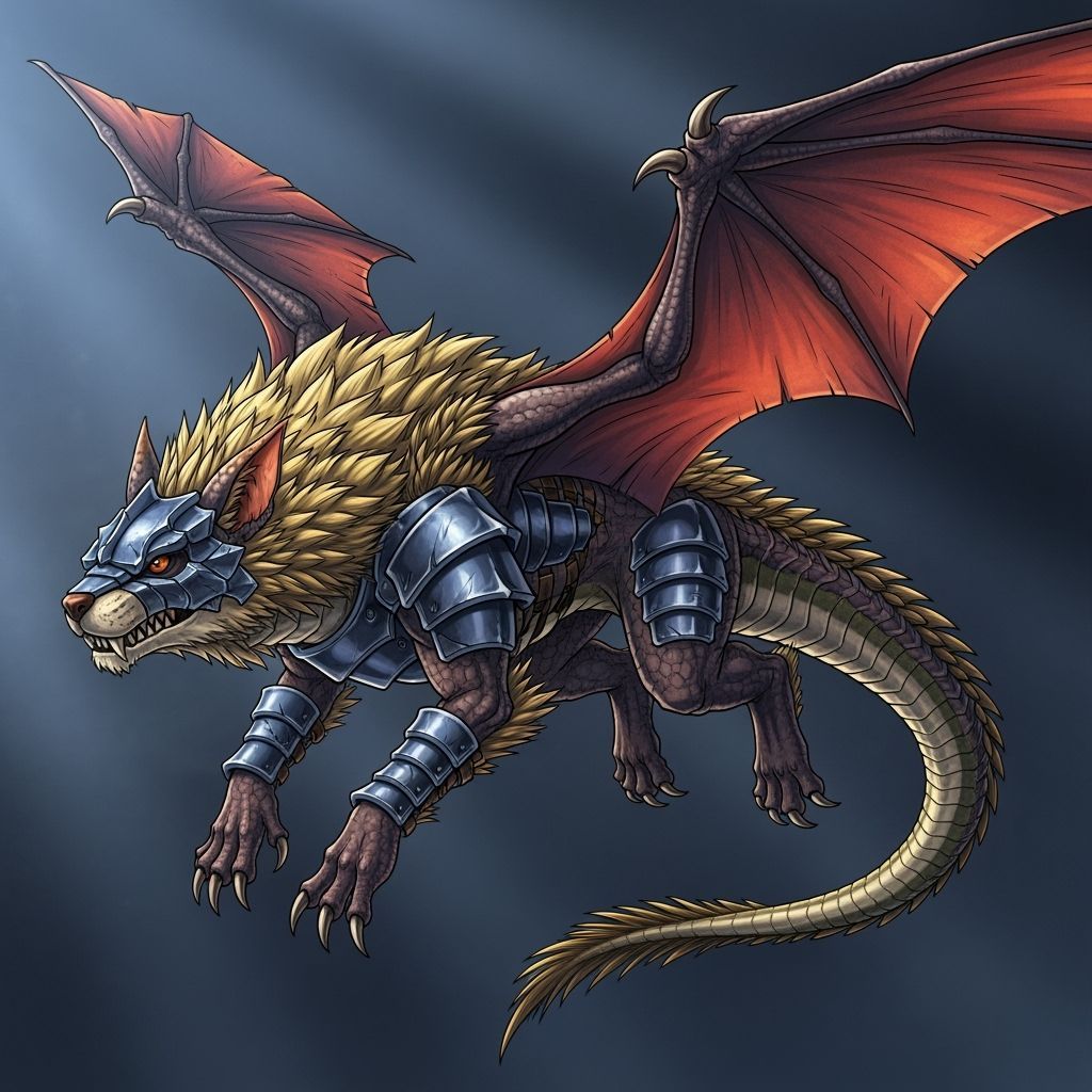 Manga Batzarine Creature Soaring in Dynamic Pose