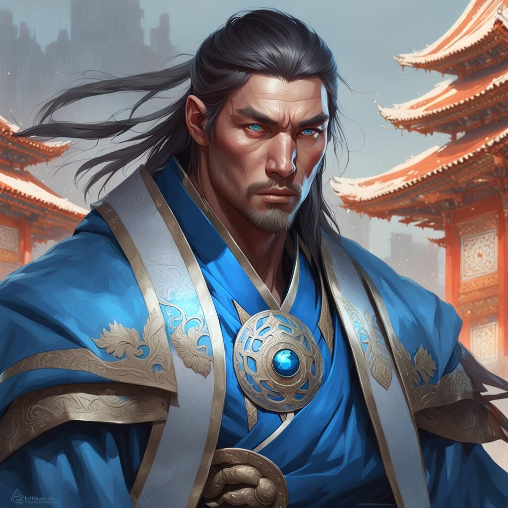 East Asian Warrior Portrait in Hyperdetailed Style