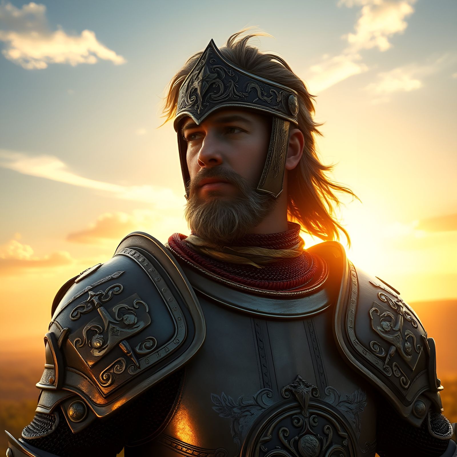 Epic Knight in Regal Garb Embodies Love for All Living Being...