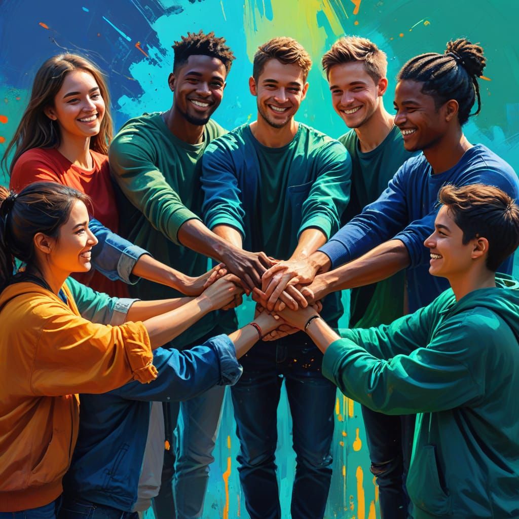 Diverse Youth Unite in Vibrant Digital Art