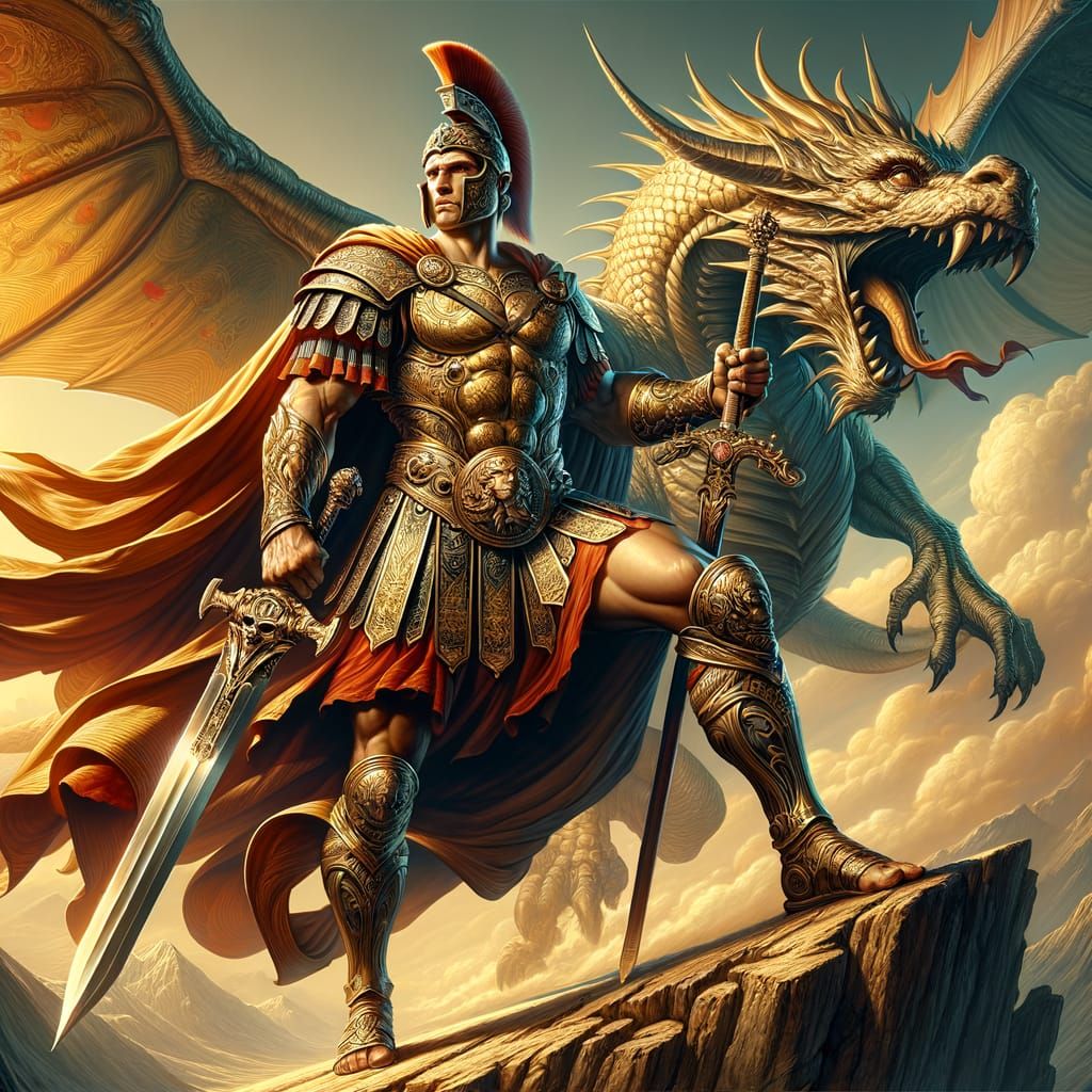 Roman Gladiator Defends Homeland Against Dragon in Epic Fant...