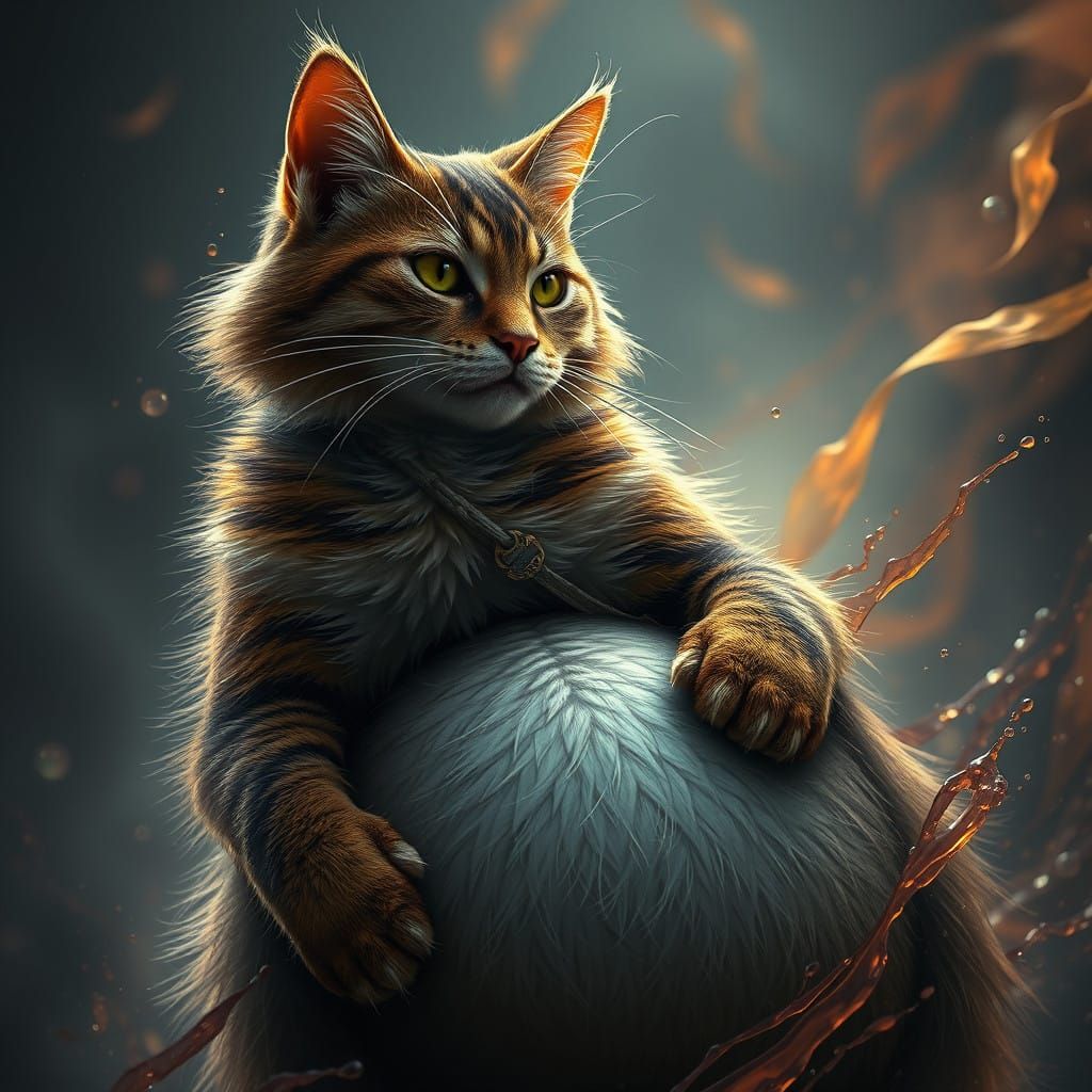 Futuristic Feline Family in Deep Colorful Fantasy