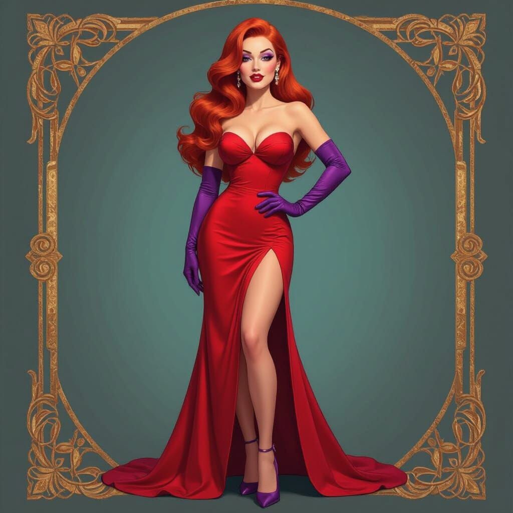 Jessica Rabbit Cosplay Portrait in Art Deco Style