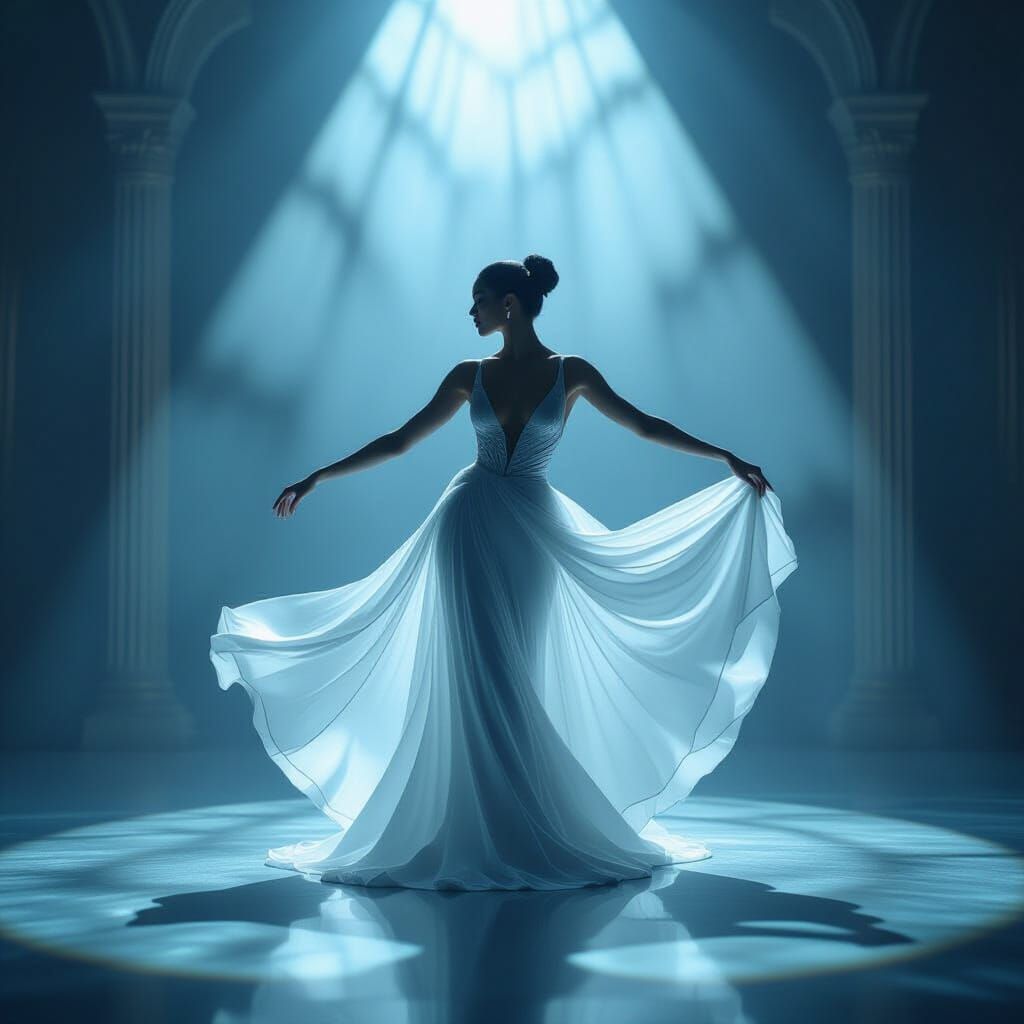 Ethereal Dancer in Surreal Ballroom