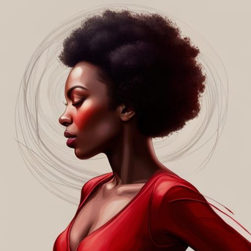 Striking Afro Woman Portrait in Red and Black