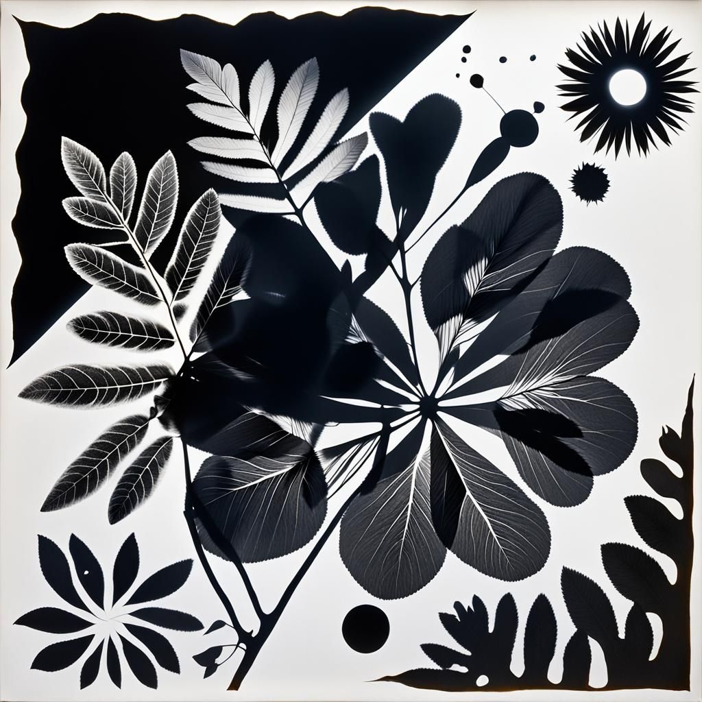 Abstract Photogram with Rayograph and Solarization Effects