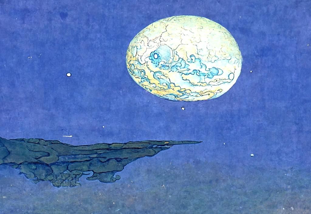 Earth-Like Planet Seen From Moon, Sci-Fi Art