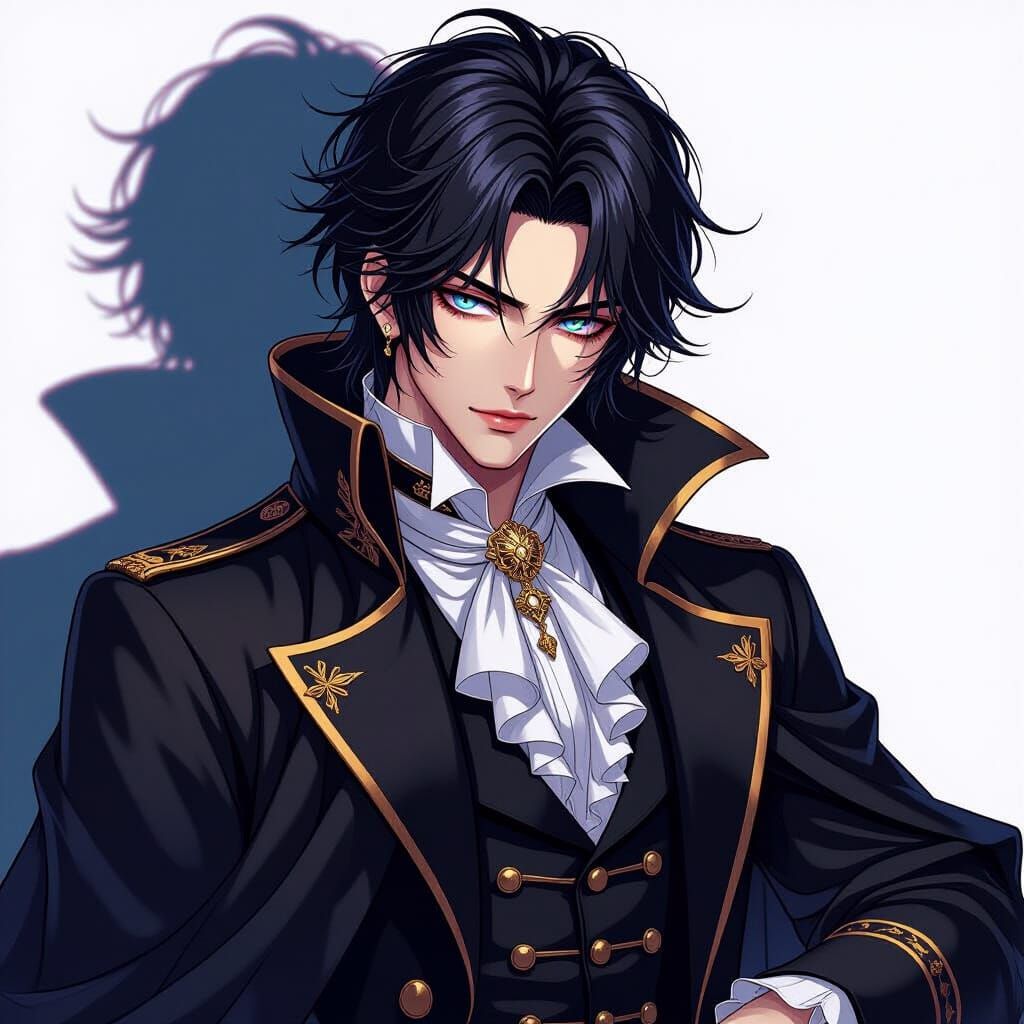 Victorian Prince with Possessive Gaze in Anime Style