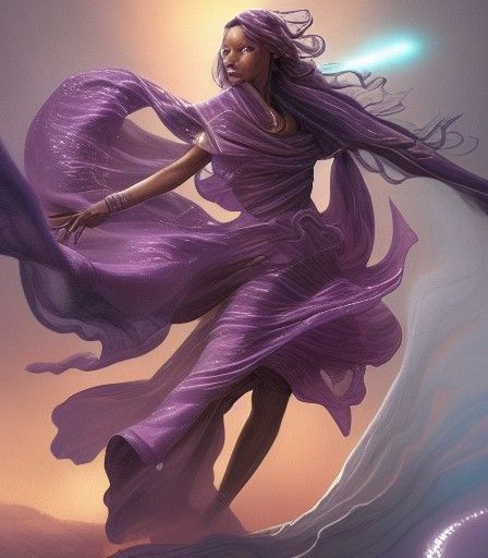 Beautiful Jedi Woman in Elegant Purple Robes