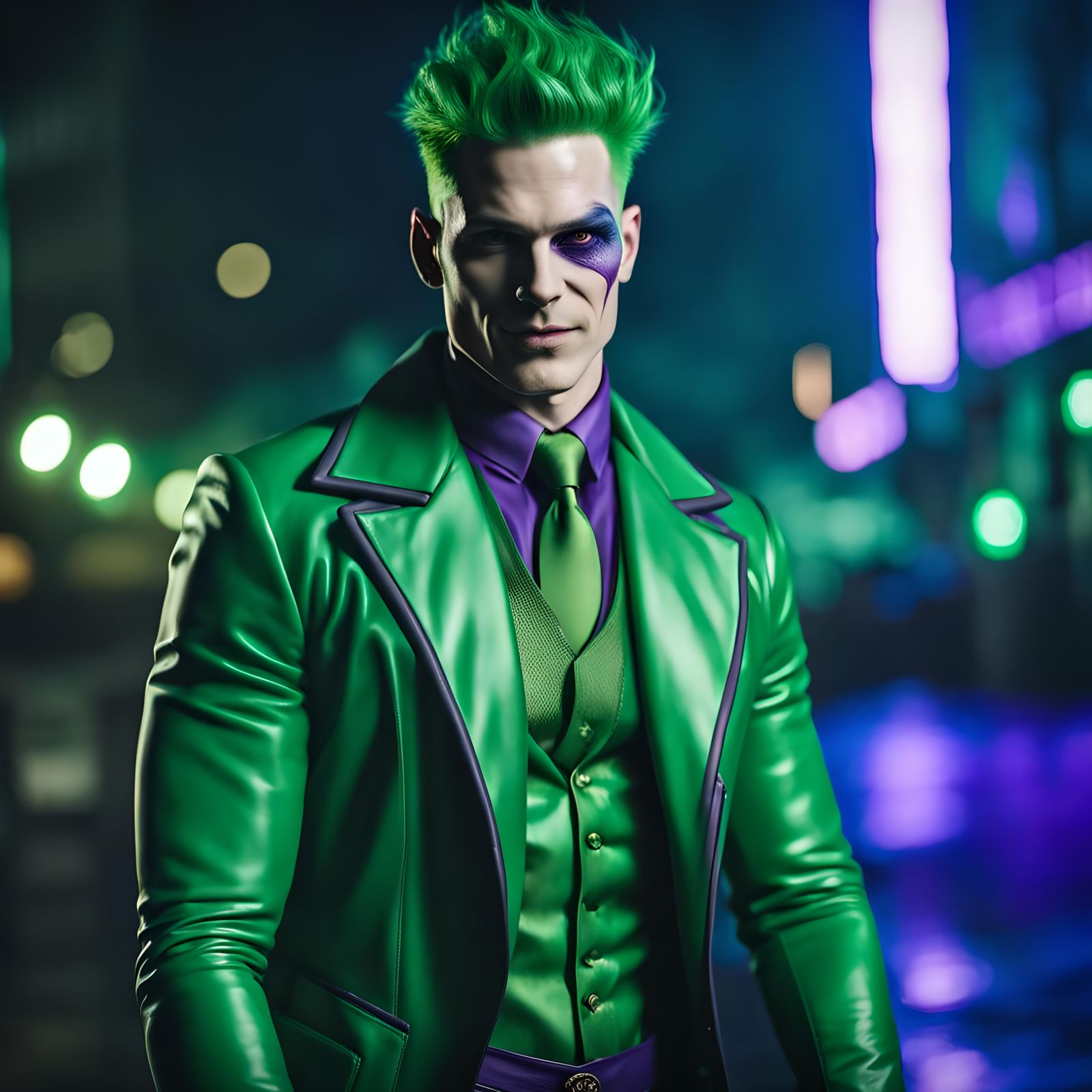 Green Riddler Latex Costume in Apocalyptic Gotham