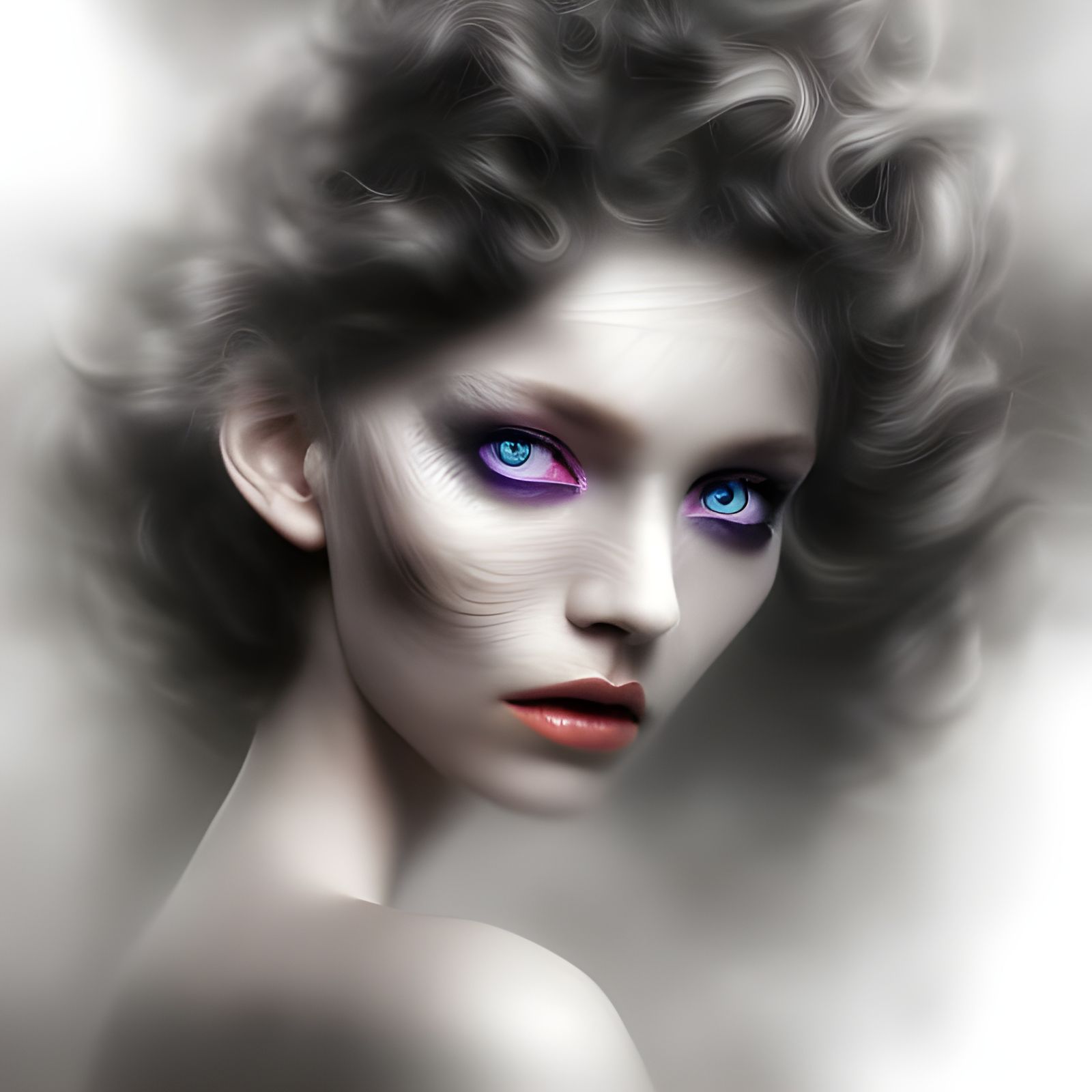 Lizard Woman Portrait in Airbrush Style