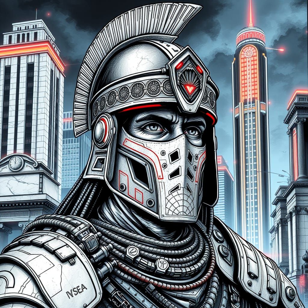 Cyberpunk Roman Praetorian Guard in Futuristic Neoclassical ...