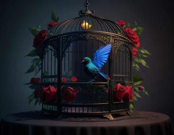 Dark Academia Decor: Bird Cage with Roses