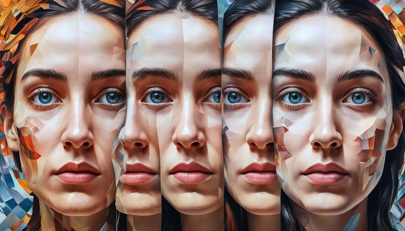 Woman with Kaleidoscope Faces: Digital Oil Painting