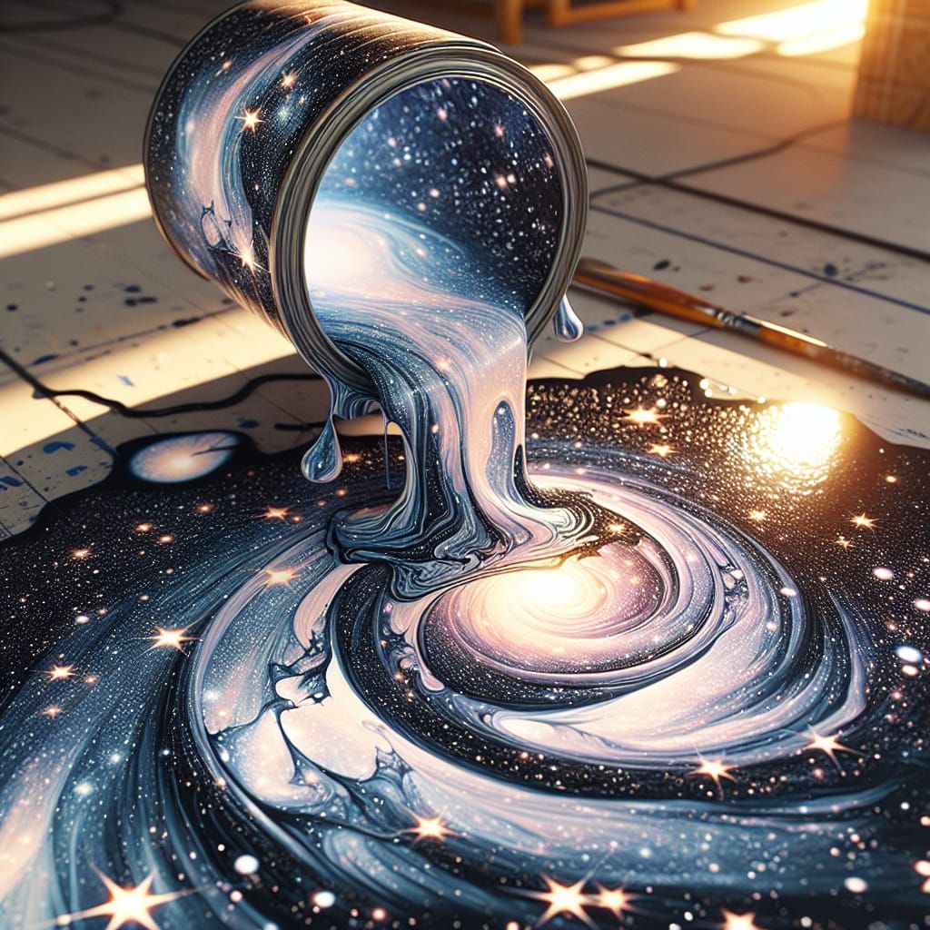 Hyperrealistic Paint Spill Creates Starry Night