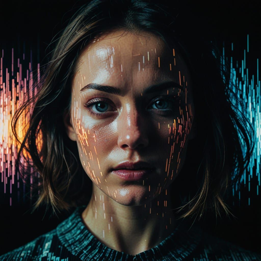 Pixelated Woman: Glitch Art Portrait