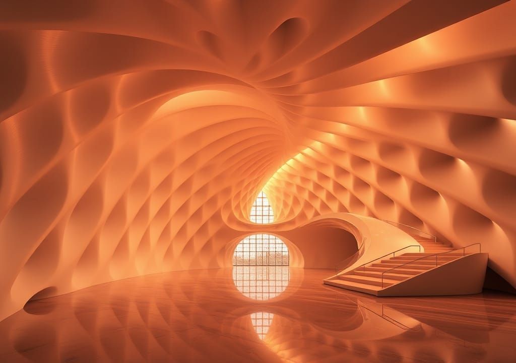 Futuristic Architectural Interior in Zaha Hadid Style